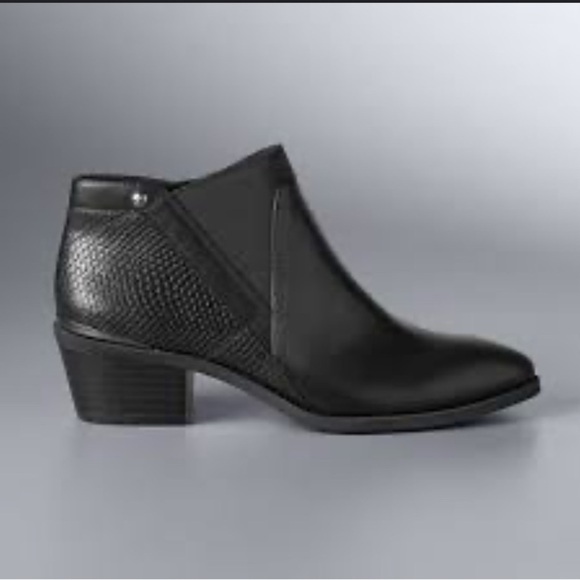 Kohl's Black Ankle Boots with Block Heel and Side Zipper - Picture 1 of 14